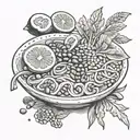 Beans Noodle Soup Figs Asparagus Tomatoes Vegetables tattoo design idea