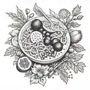Beans Noodle Soup Figs Asparagus Tomatoes Vegetables tattoo design idea