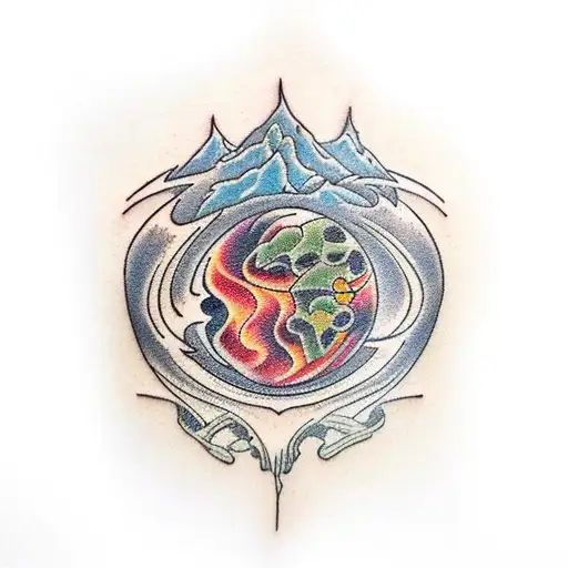 Air element and earth element tattoo design idea