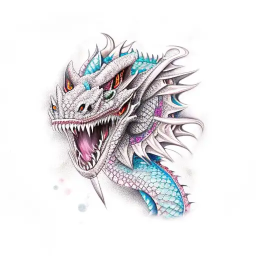 feminine fierce dragon tattoo design idea