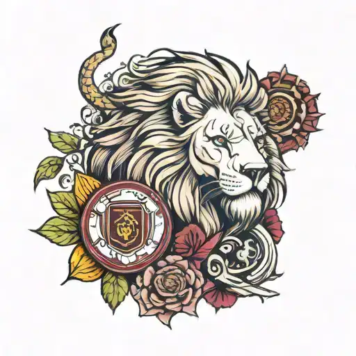 lion and Aston villa surrounded tattoo design idea