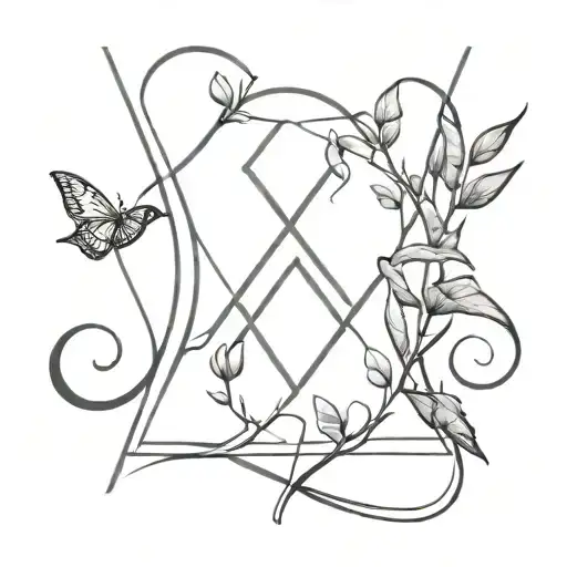 the exact equation: 'x equals x', minimalistic surrounded by jungle lianas, symbolizing rebirth after childhood trauma tattoo design idea