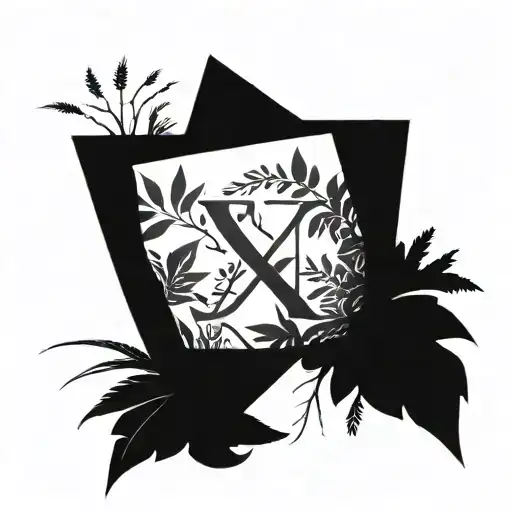 the equation x equals x, minimalistic surrounded by jungle lianas, symbolizing rebirth after childhood trauma tattoo design idea