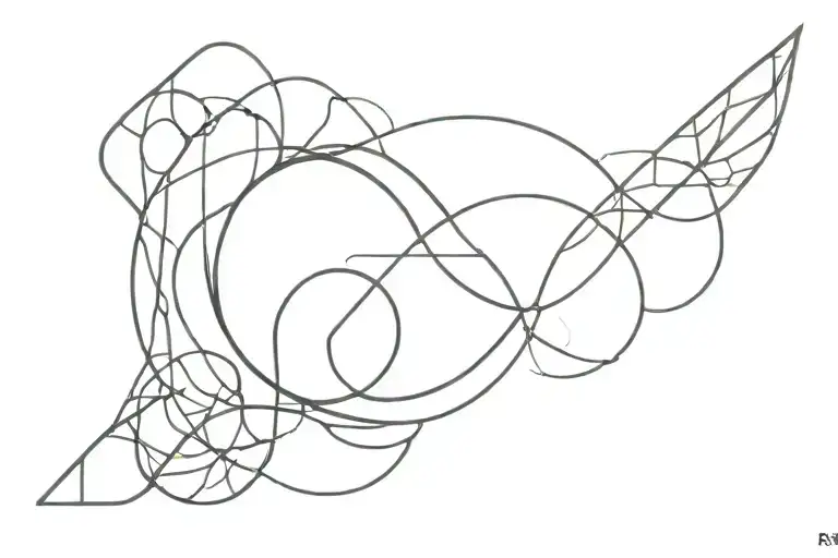 A minimalist tattoo design of the axiom of equality (x=x) creatively integrated into a geometric jungle pattern tattoo design idea