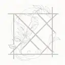 A unique tattoo combining the x signs from the axiom of equality with jungle elements, reflecting the journey of healing and self-discovery tattoo design idea