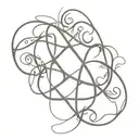 A minimalist tattoo of intertwining lianas forming the shape of x equals x, symbolizing the interconnectedness of your past experiences and present self tattoo design idea