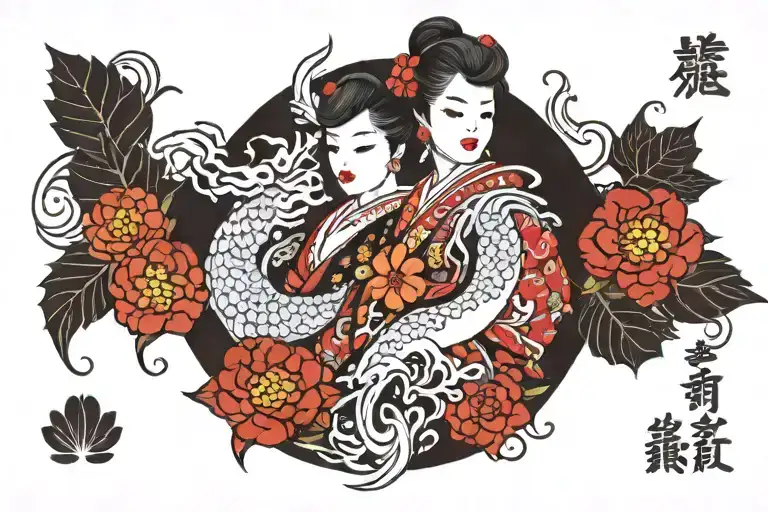 German Name Anna in japanese style illustration tattoo design idea