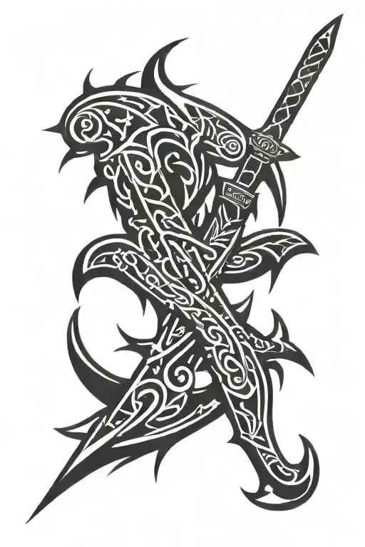 berserker rune with sword tattoo design idea