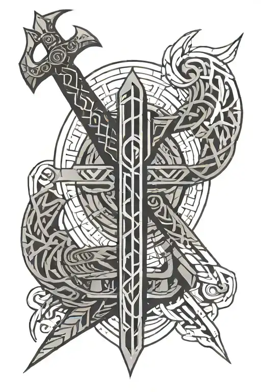 berserker rune with sword tattoo design idea