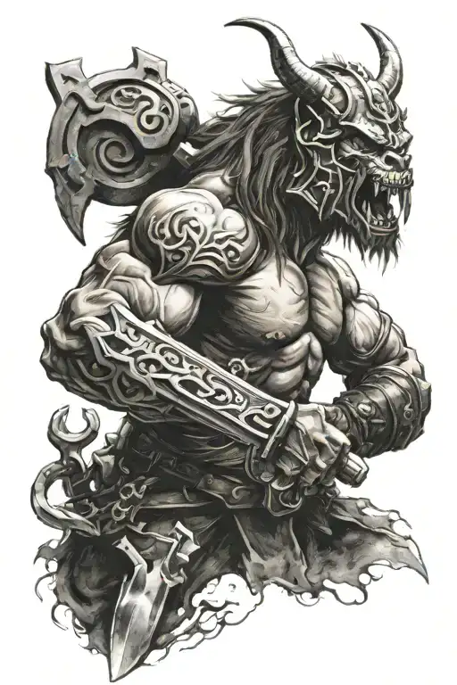 berserker symbol with sword tattoo design idea