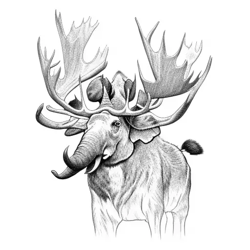 moose and elephant side by side tattoo design idea