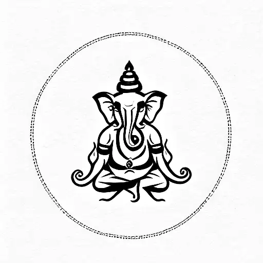 mantra ganesh in cercle tattoo design idea
