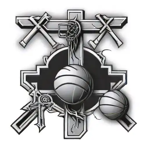 3 crosses with a basketball tattoo design idea