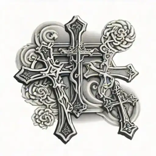 3 crosses religious themed with black and grey tattoo tattoo design idea