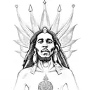 Goddess isis with bob marley tattoo design idea