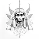 Goddess isis with bob marley tattoo design idea