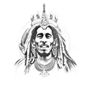 Goddess isis with bob marley tattoo design idea