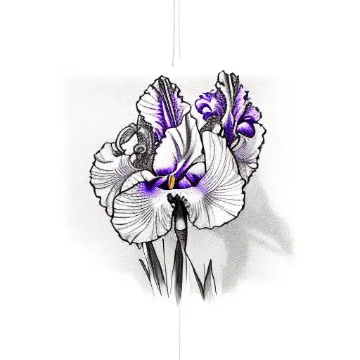 purple iris tattoo design idea