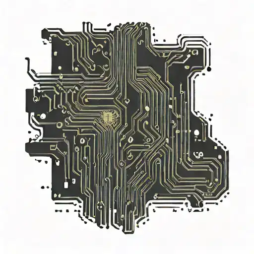 A circuit board design with a hidden message in binary code that represents the client's favorite gaming quote tattoo design idea