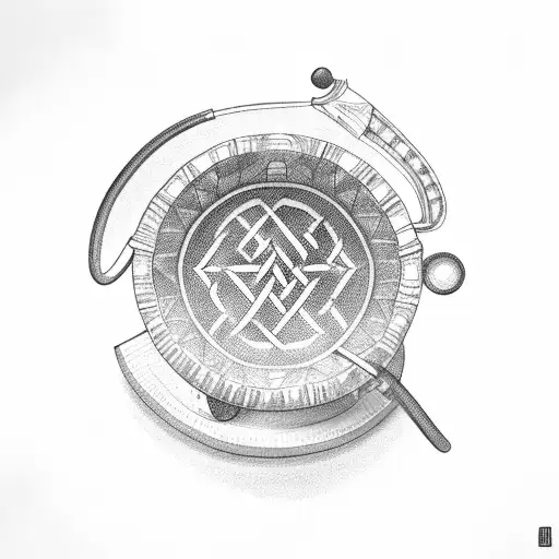 A geometric design of intertwined coffee cups and stethoscopes tattoo design idea