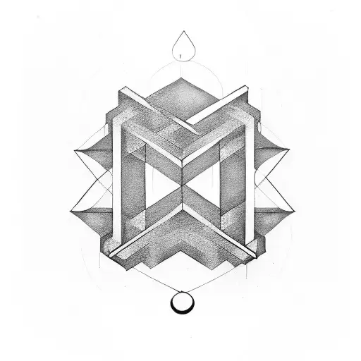 A geometric design incorporating the initials of family members tattoo design idea