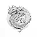 Dragon body around the arm, it ends on the elbow with the head open tattoo design idea