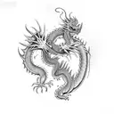 Dragon body around the arm, it ends on the elbow with the head open tattoo design idea