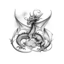 Dragon body around the arm, it ends on the elbow with the head open tattoo design idea