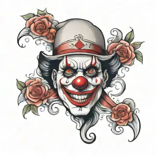 half clown face tattoo design idea