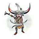 viking with axes tattoo design idea