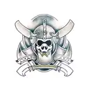 viking with axes tattoo design idea