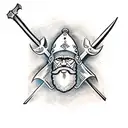 viking with axes tattoo design idea