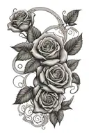 victor and jeremiah name on scroll with roses intertwined tattoo design idea
