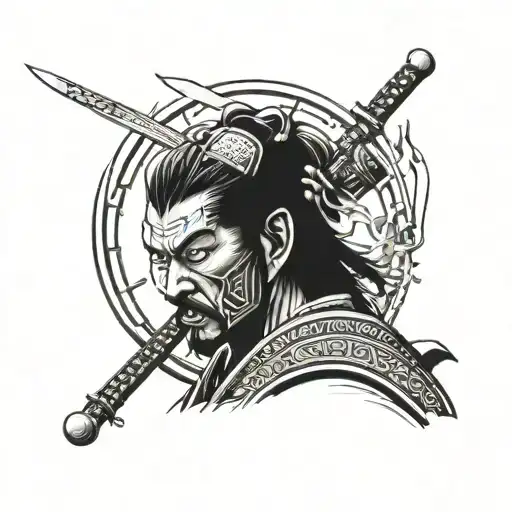 Japanese samurai warrior tattoo design idea