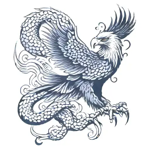 eagle hunting snake tattoo design idea