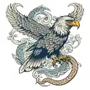 eagle hunting snake tattoo design idea