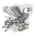 eagle hunting snake tattoo design idea