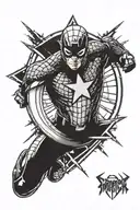 half captain america sheild with half spiderman symbol tattoo design idea