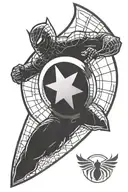 half captain america sheild with half spiderman symbol tattoo design idea