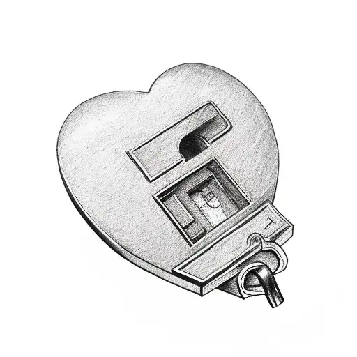 A tiny heart-shaped lock with the name 'Ema' engraved on it tattoo design idea