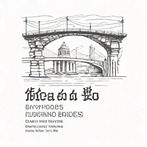 A minimalist design of two burning bridges with the inscription 'Пусть мосты которые я сжигаю освещают мне путь' tattoo design idea