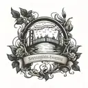 A minimalist design of two burning bridges with the inscription 'Пусть мосты которые я сжигаю освещают мне путь' tattoo design idea