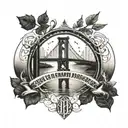 A minimalist design of two burning bridges with the inscription 'Пусть мосты которые я сжигаю освещают мне путь' tattoo design idea