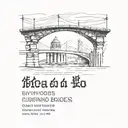 A minimalist design of two burning bridges with the inscription 'Пусть мосты которые я сжигаю освещают мне путь' tattoo design idea