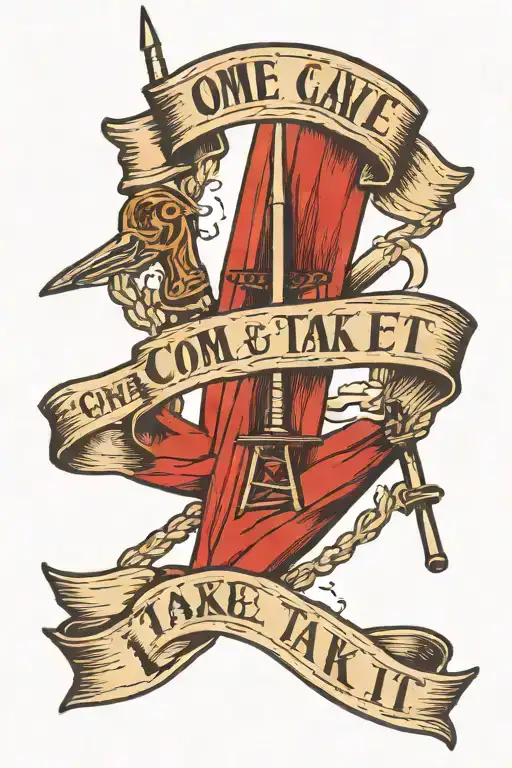 come and take it theme sleeve tattoo design idea