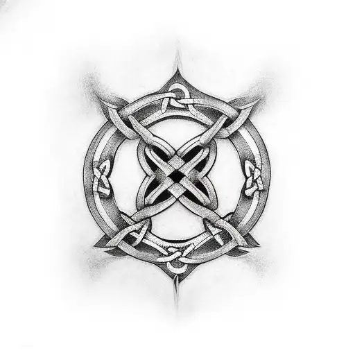 norse and celtic symbols of strength and death tattoo design idea