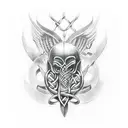 norse and celtic symbols of strength and death tattoo design idea