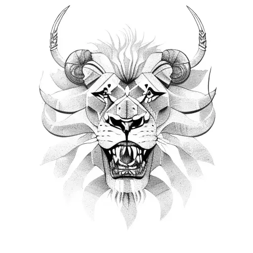 Lion water archery scorpion  tattoo design idea