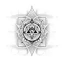 Create a minimalist spine tattoo design featuring the seven chakras aligned vertically. Each chakra should be represente tattoo design idea