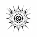 Create a minimalist spine tattoo design featuring the seven chakras aligned vertically. Each chakra should be represente tattoo design idea